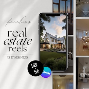 Bobines immobilières de luxe pour Instagram, marketing sur les réseaux sociaux pour agents immobiliers, bobines avec droits de revente principaux DPP et MRR, modèle Instagram Canva