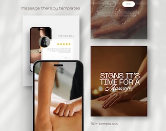 Massage Therapist Instagram Templates, Massage Social Media Posts, Massage Therapy Marketing, Beauty Spa Branding, Editable Canva Posts