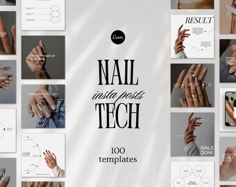 100 Nail Tech Social Media Templates for Instagram, Nail Artist Instagram Post, Manicure Beauty, Nail Tech Post,Aesthetic Instagram Branding