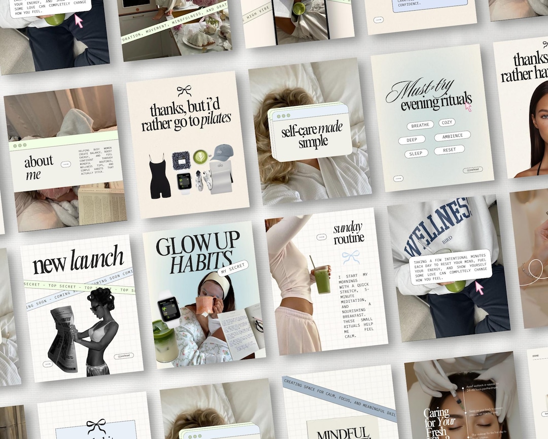 Wellness Coach Instagram Post Templates for That Girl Social Media ...