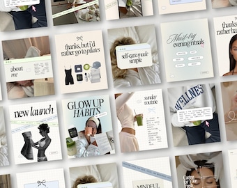 Wellness Coach Instagram Post Templates for That Girl Social Media Coaching Editable Canva Wellness Posts Self Care Scrapbooking Post Health
