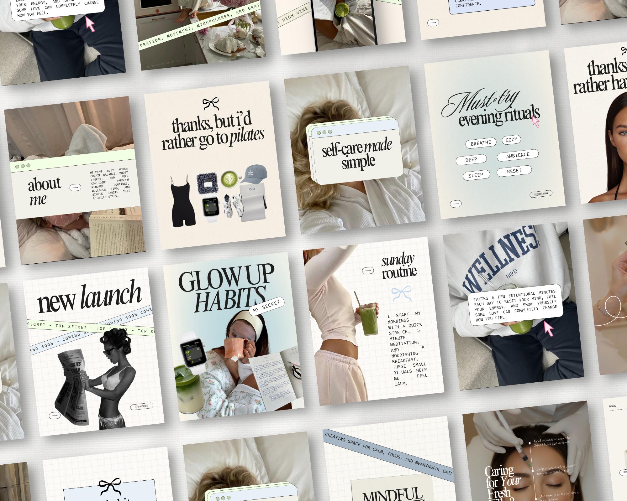 Wellness Coach Instagram Post Templates for That Girl Social Media ...