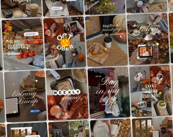 Trendy Fall Instagram Templates for Content Creators Influencer UGC Viral Digital Marketing SMM iOS Autumn Aesthetic Brown Canva Bundle