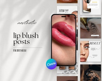 Lip Blush Instagram Post Template, PMU Social Media Template, Permanent Makeup Artist Instagram, Lip Tattoo Instagram, PMU Artist, Canva