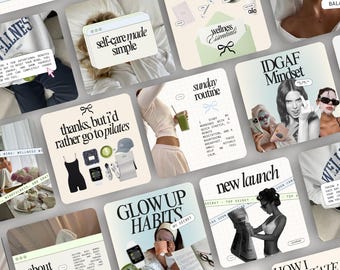 Wellness Coach Instagram Post Templates for That Girl Social Media Coaching Editable Canva Wellness Posts Self Care Scrapbooking Post Health