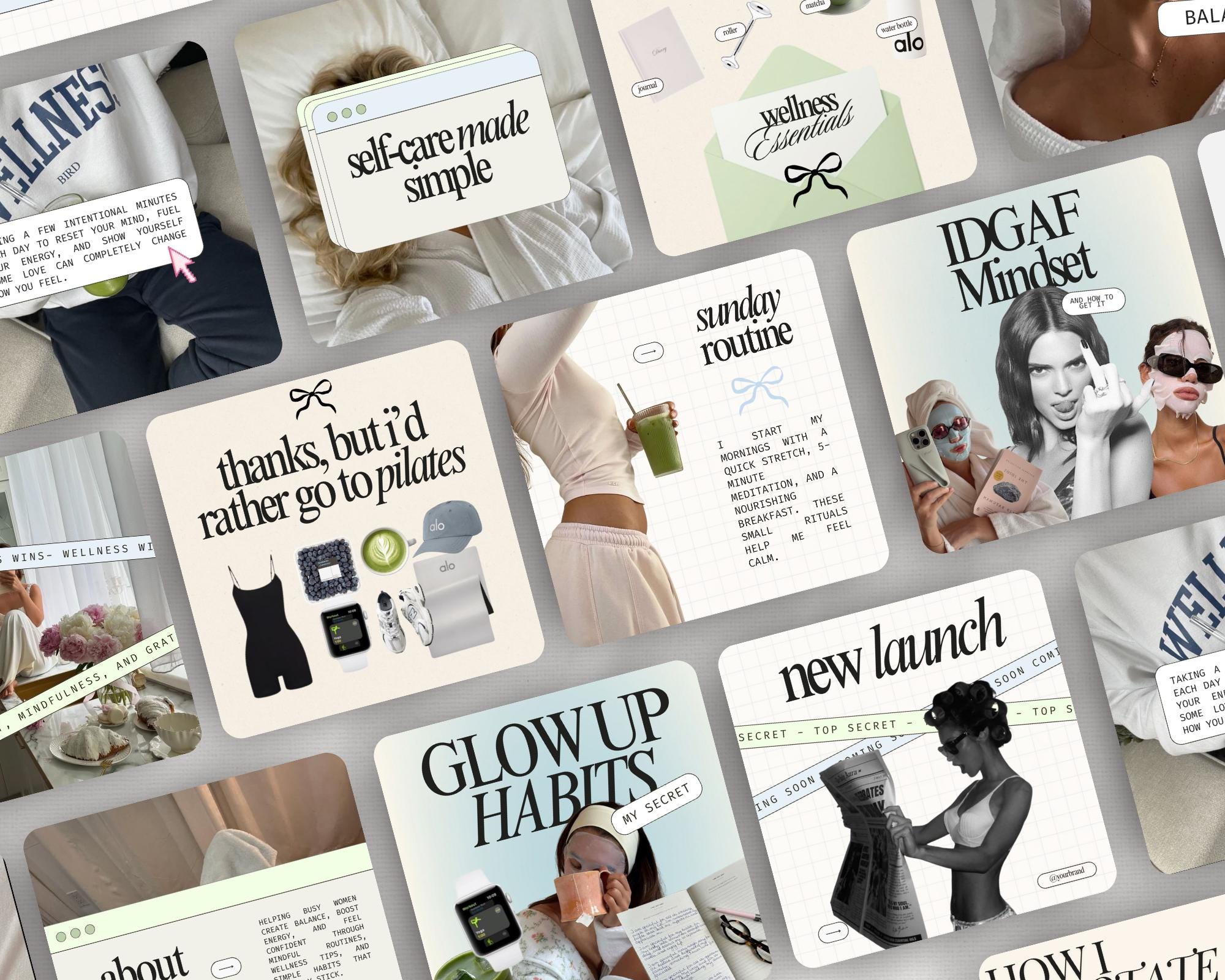 Wellness Coach Instagram Post Templates for That Girl Social Media ...