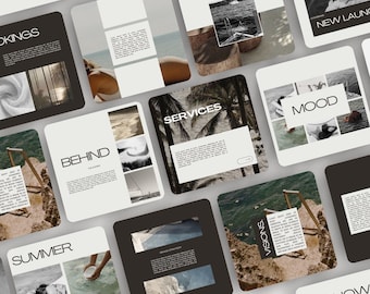 Aesthetic Social Media Templates | Minimal & Modern Instagram Templates | Canva Neutral Posts | Beige and Black | Editable | Luxury Branding