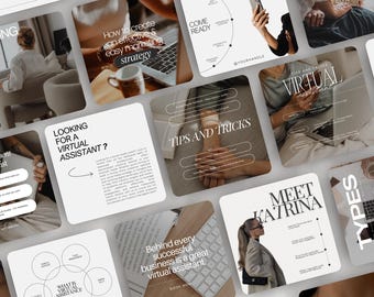 Virtueller Assistent Instagram Post-Vorlagen, Instagram Virtueller Assistent Social Media-Posts, Business Coach-Vorlage, Social Media-Manager, Canva