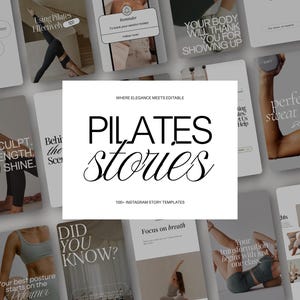 100+ Pilates Instagram Stories Templates, Pilates Coach Social Media Reel Covers, Fitness Templates, Instagram Influencer, Wellness Canva