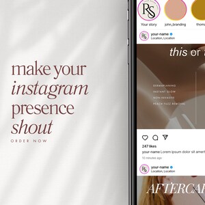 Plantillas para publicaciones de Instagram sobre dermaplaning, redes sociales de clínicas de cuidado de la piel (Canva) imagen 5