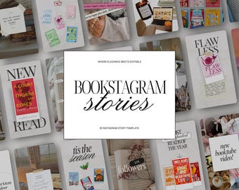 Bookstagram Instagram Story Templates Canva Reel Covers for Book Lovers Reading Review Templates for Author and Book Blogger Bookish Content