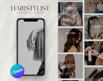Hairstylist Instagram Post Templates , Hairstylist Social Media Branding, Hair Salon Posts, Hair Care and Wig Editable Canva Templates