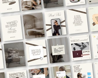 Social Media Manager Instagram Feed Templates for Content Creator, Coaching Business Trending iOS Neutral Beige Digital Marketing Canva Post