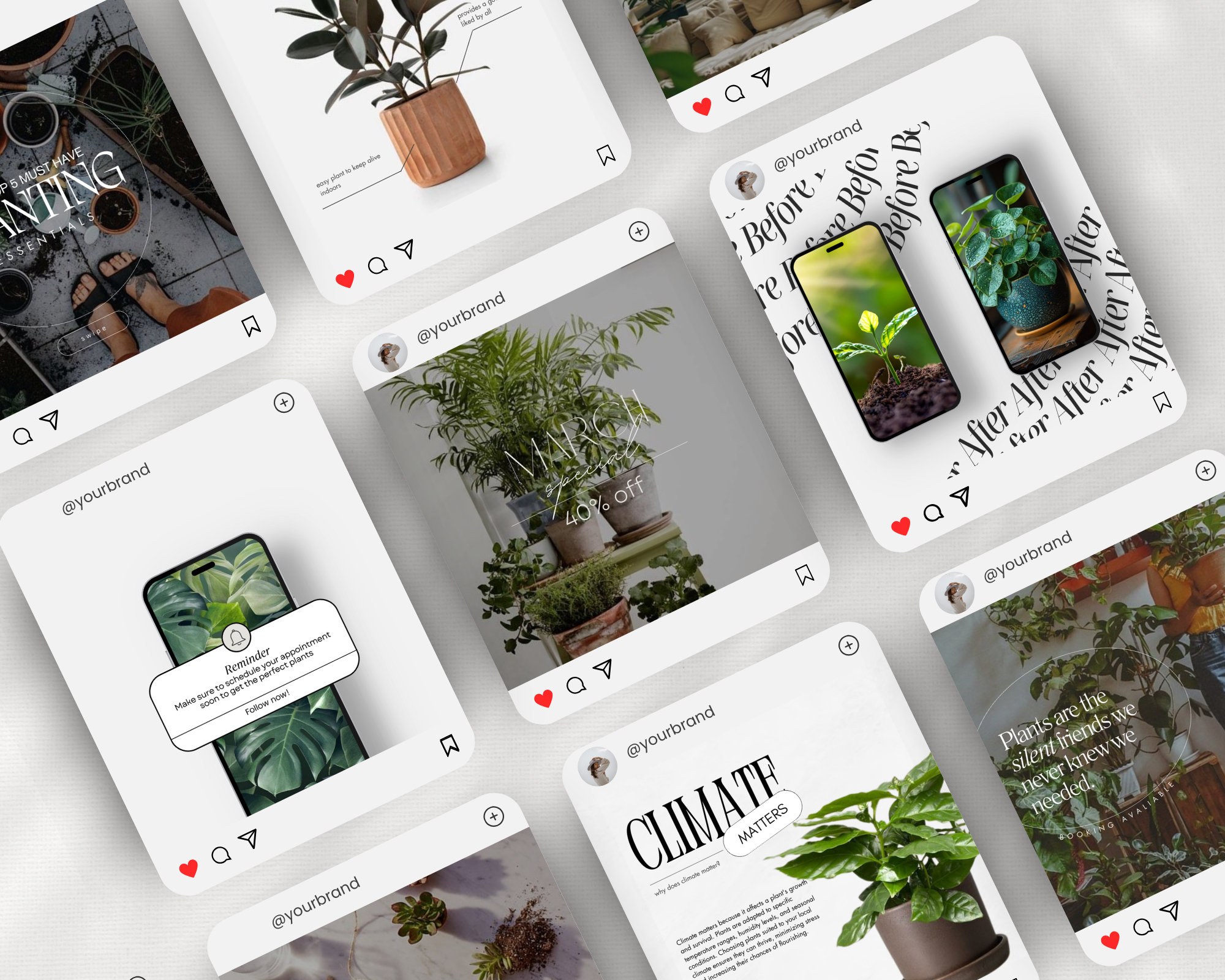 Plant Shop Instagram Post Templates, Garden Shop Editable Templates ...