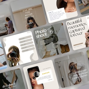Photography Instagram Post Template, Beige Photographer Canva Social Media Templates, IG Aesthetic Branding, Neutral Photography Business