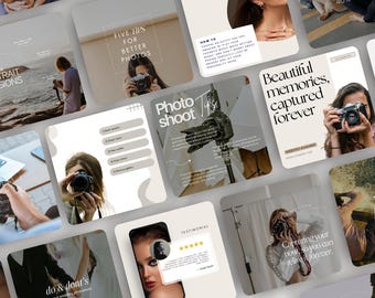 Photography Instagram Post Template, Beige Photographer Canva Social Media Templates, IG Aesthetic Branding, Neutral Photography Business