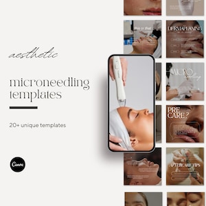 Microneedling Instagram Post Templates, Esthetician Social Media, Facial Treatment Template, Skincare, Med Spa, Microneedling Canva Posts