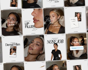 Botox Filler Instagram Templates for Aesthetic Medspa Social Media Branding Viral Nurse Injector Posts Lip Filler Luxury Canva Post Bundle