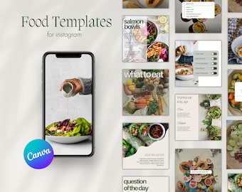 Pode incluir: Uma coleção de nove modelos de histórias do Instagram para blogueiros de comida. Os modelos apresentam várias imagens de comida, sobreposições de texto e elementos de design. Os modelos são projetados para ajudar os blogueiros de comida a criar conteúdo visualmente atraente e envolvente para seus seguidores.