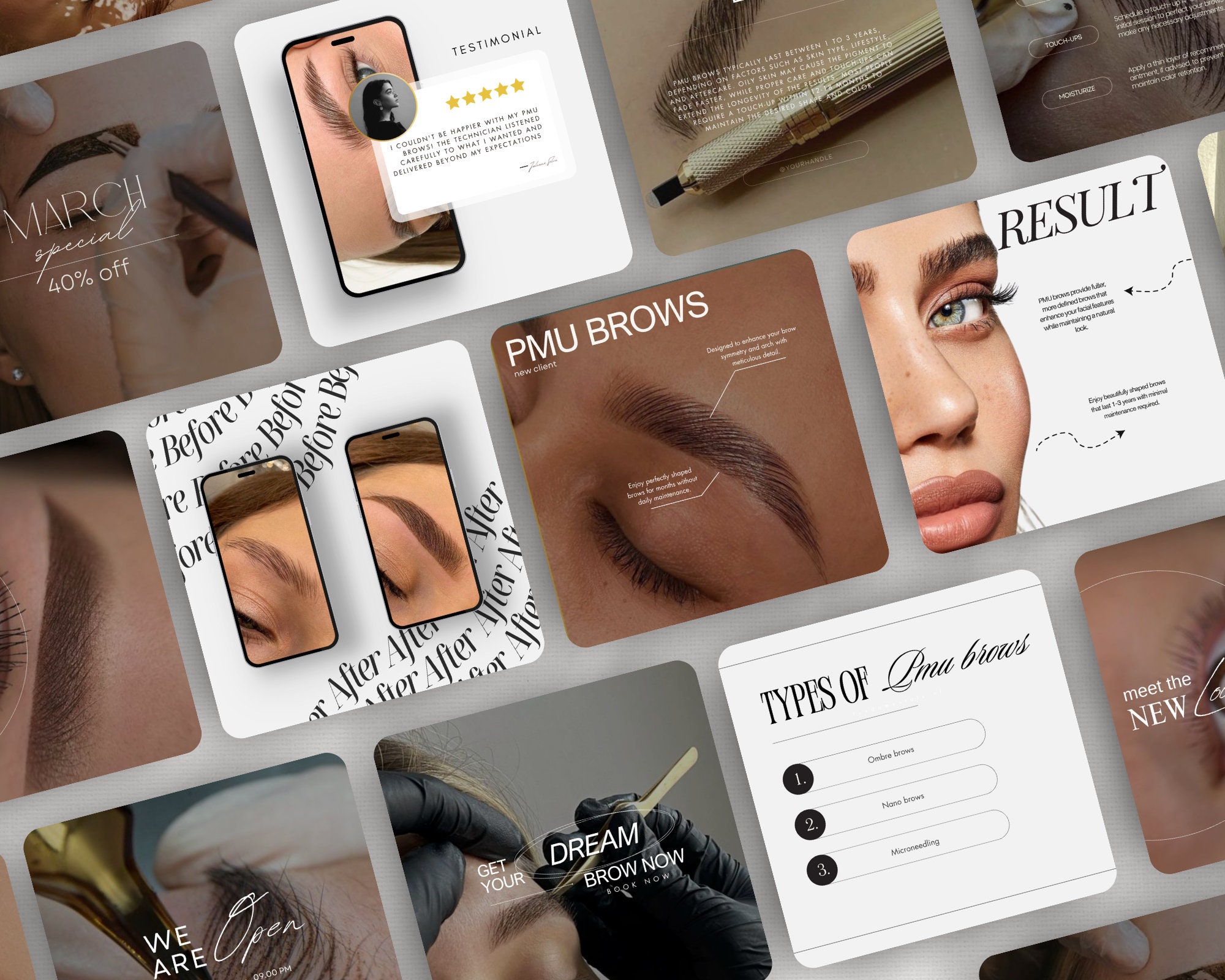 Microblading PMU Brows Instagram Template, Permanent Makeup Artist ...