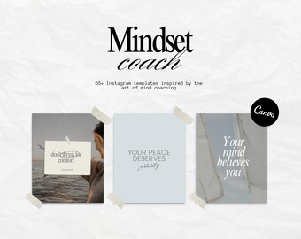 Plantillas de publicaciones de Instagram de Mindset Coach, Canva editable (descarga digital)