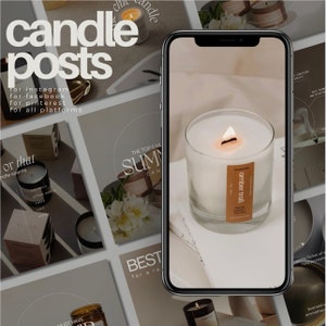 Candle Instagram Post Template, Editable Canva Designs for Candle Business, Candle Branding Marketing Templates, Social Media Bundle Candle