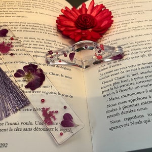 Marque-page et bague de lecture Lot violet rose