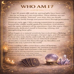 About the tarot reader, intuitive psychic with ancestral spiritual gifts, professional tarot guidance and life insight