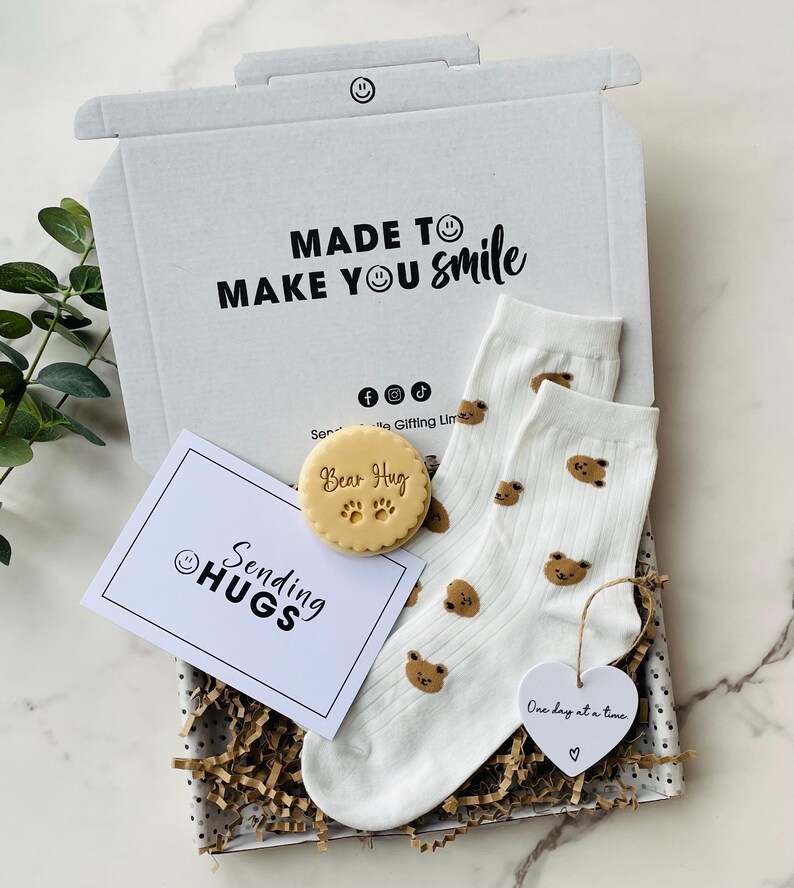 Send a hug. Post a hug. Hug in a box. Send a Bear Hug. Bear hug letterbox gift. Sending hugs. Sympathy letterbox gift. Uk seller Sending Bear Hugs