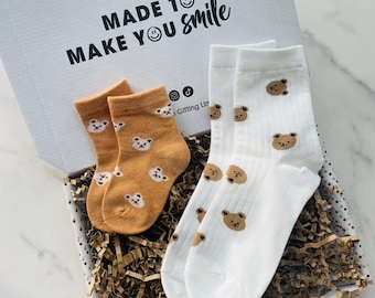 Mummy and Me Bear Socks. Baby Shower Gift. Mummy and Me Gift. Mummy and Me Socks. Baby Bear. Matching Mummy. New Mum Gift. Push present