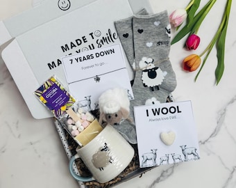 7th Anniversary Gift Hamper – 7 Years Gift | Wool Anniversary | Wedding Anniversary Gift |  | Letterbox Gift. Sheep Wool Gift