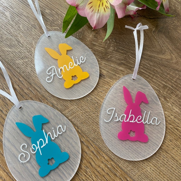 Personalised acrylic Easter decoration. Easter egg decoration. Personalised bunny decoration. Easter tree decoration