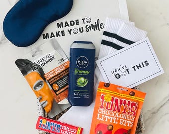Good Luck Gift Box |Good Luck Hamper |Letterbox gift |Boys Good luck present |New Job |Exam gift | Exam survival kit| Good Luck Gift for Him