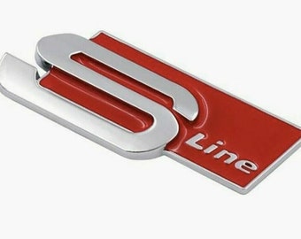 Audi SLine Metall S Linie Auto Heckkoffer Emblem Abzeichen Silber alle Modelle Neu.