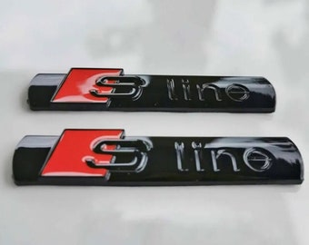 2xS-line Emblem Glänzend Schriftzug Logo Badge Kotflügel Glanz Für Audi Aufklebr