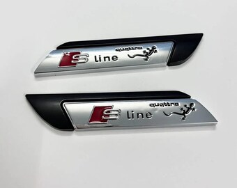 2x Für Audi S-line WING Dolch Logo Aufkleber Emblem Kotflügel Abzeichen Auto Silver