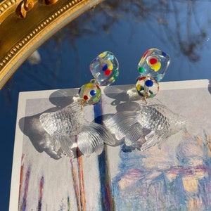 Transparent goldfish earrings,koi earrings