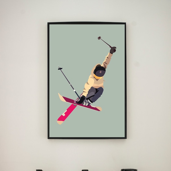 Ski jump digital print - crossed skies