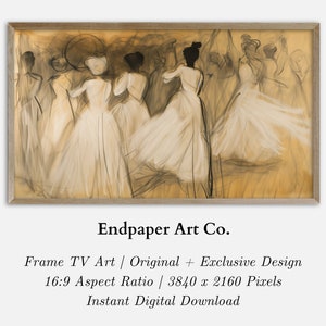 Dancing Figures Frame TV Art: Antique Pastel Sketch (Digital Download)