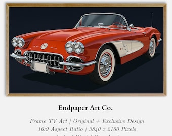 Corvette Illustration: 1959 Classic Car Art for Frame TV (Digital Download)