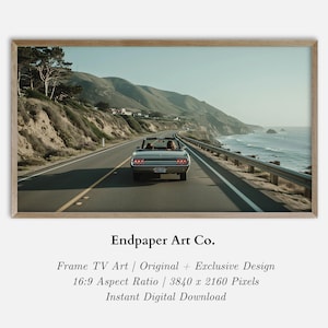 Pacific Coast Highway Vintage Car Frame TV Art (Digital Download)