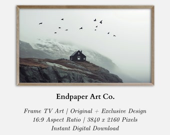 Iceland Winter Cabin Frame TV Art: Coastal Landscape (Digital Download)