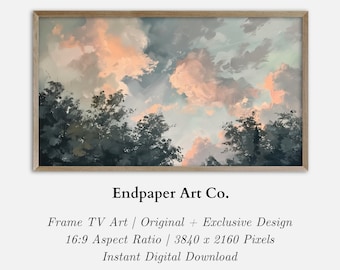 Clouds in sunset sky frame tv art | Instant Digital Download for 16:9 Samsung, HiSense Canvas + LG Frame TV | digital wallpaper
