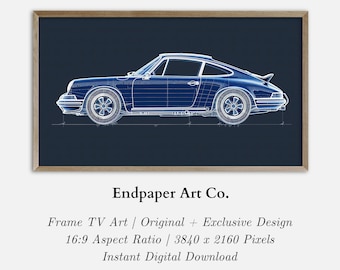 Porsche 911 Blueprint Art for Frame TV (Digital Download)