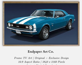 Camaro Illustration: 1967 Classic Car Art for Frame TV (Digital Download)