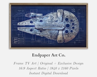 Millennium Falcon Blueprint: Star Wars Frame TV Art (Digital Download)