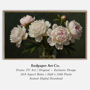 Peonies Still Life Frame TV Art: Moody Floral Digital Wallpaper