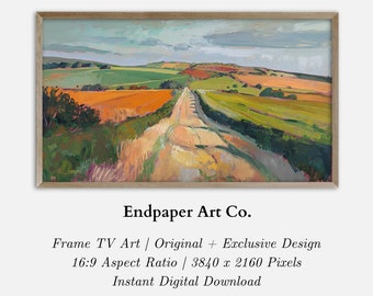 Country Lane Frame TV Art: Rustic Landscape Painting (Digital Download)