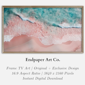 Pink Sand Beach Frame TV Art: Turquoise Waves (Digital Download)
