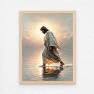 Jesus Walking on Water, Christian Art, Jesus Watercolor, Jesus Art, LDS Art, Bible Prints, Catholic Wall Art, Religious Art, Christian Print